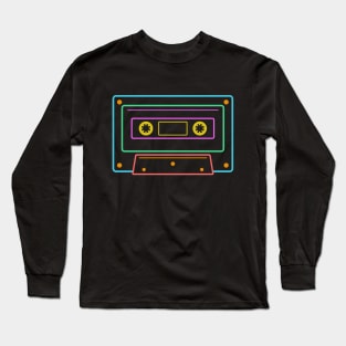 80s Retro Neon Sign Vintage Cassette Long Sleeve T-Shirt